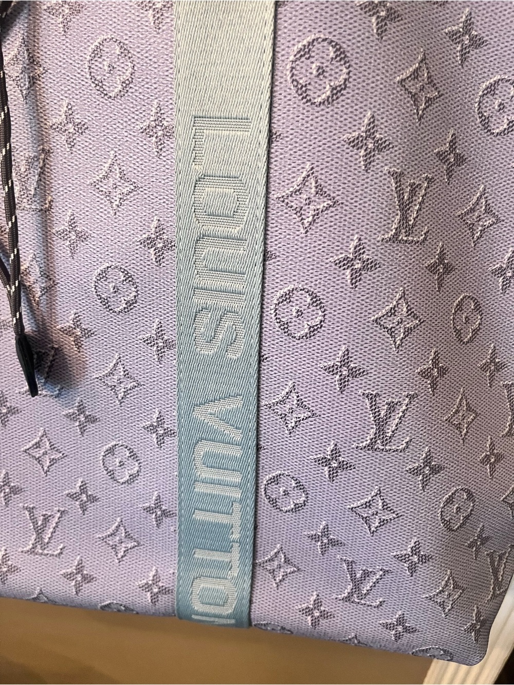 Louis Vuitton look a like Lavender Monogram Tote with Light Blue Straps - Picture 3 of 12
